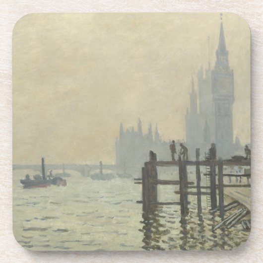 De Thames onder Westminster van Claude Monet Bier Onderzetter (Voorkant)