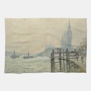 De Thames onder Westminster van Claude Monet Theedoek
