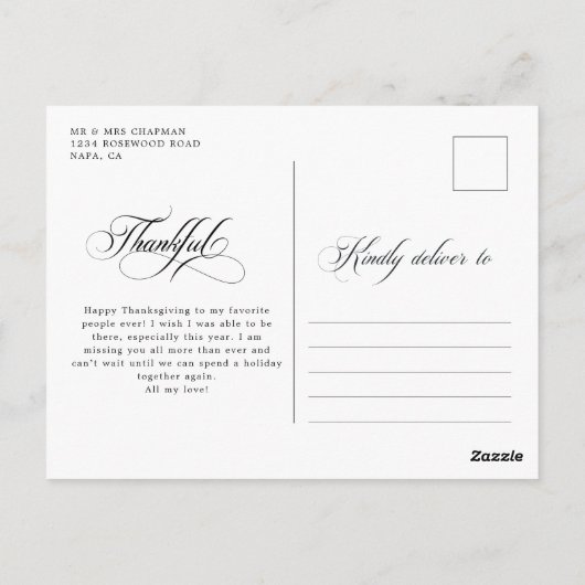 De Thanksgiving van het Manuscript van de kalligra Briefkaart (Achterkant)