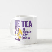De thee maakt vandaag een hete redevrouw. koffiemok (Voorkant links)