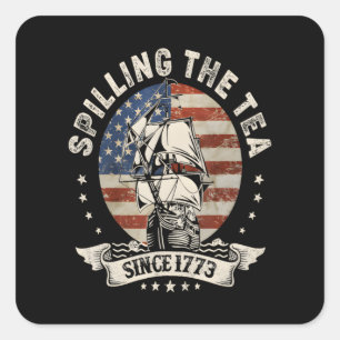 De thee morsen sinds 1773 Patriottisch 4 juli Vierkante Sticker