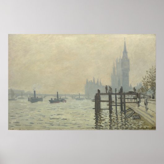 De Theems onder Westminster door Claude Monet Poster (Voorkant)