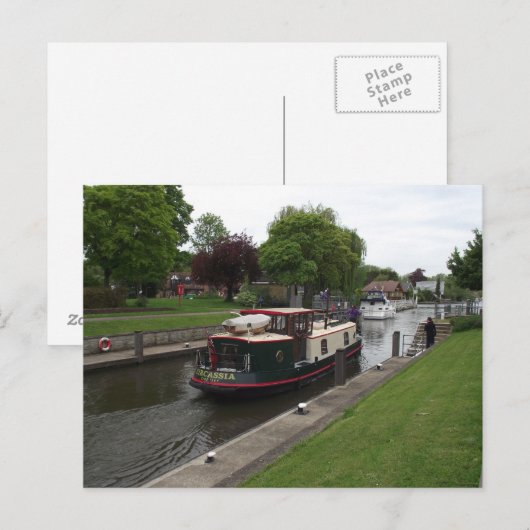 De Theems van het Briefkaart van het Slot Chertsey (Voorkant / Achterkant)