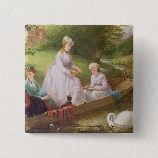 De Theems zwemmen Vierkante Button 5,1 Cm (Voorkant)