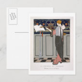 De Theorbo Player, ontwerp voor een avondjas door Briefkaart (Voorkant / Achterkant)