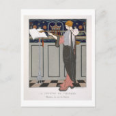 De Theorbo Player, ontwerp voor een avondjas door Briefkaart (Voorkant)