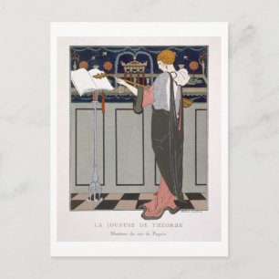 De Theorbo Player, ontwerp voor een avondjas door Briefkaart