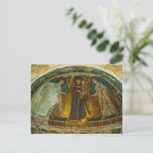 De Theotokos en Christus Kind met Engelen Icoon Briefkaart (Staand voorkant)