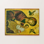 De Theotokos en Christus Kind met Engelen Icoon Legpuzzel (Horizontaal)