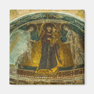 De Theotokos en Christus Kind met Engelen Icoon Magneet