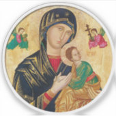 De Theotokos en Christus Kind met Engelen Icoon Sticker (Voorkant)