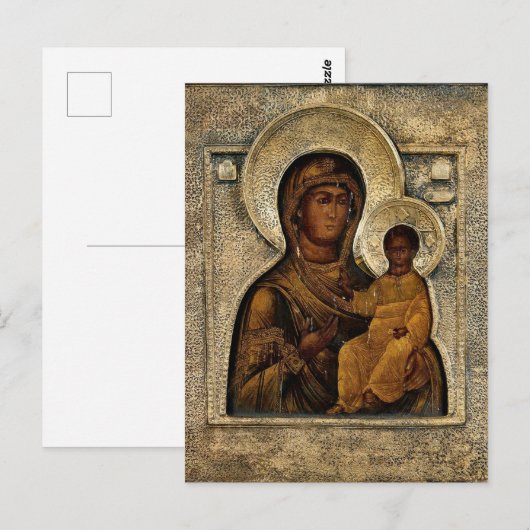 De Theotokos en Christus Kind Orthodox Icoon Briefkaart (Voorkant / Achterkant)