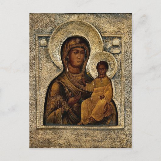 De Theotokos en Christus Kind Orthodox Icoon Briefkaart (Voorkant)