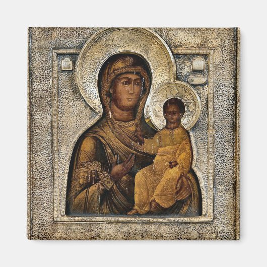 De Theotokos en Christus Kind Orthodox Icoon Magneet (Voorkant)