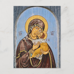 De Theotokos en het Christuskind-icoon Briefkaart
