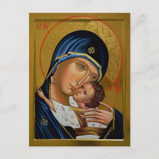 De Theotokos en het Christuskind Orthodox Christel Briefkaart (Voorkant)
