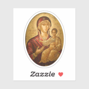 De Theotokos en het Christuskind Orthodox Vinyl Sticker