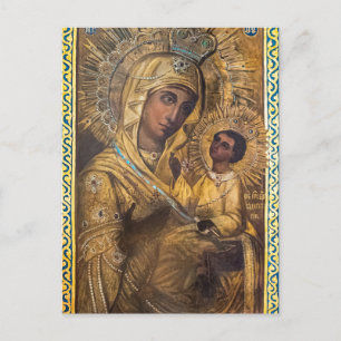 De Theotokos en het Christuskind-orthodoxe icoon Briefkaart