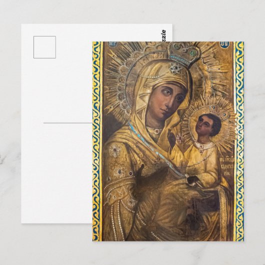 De Theotokos en het Christuskind-orthodoxe icoon Briefkaart (Voorkant / Achterkant)