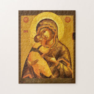 De Theotokos en het Christuskind Orthodoxe Icoon Legpuzzel