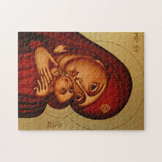 De Theotokos en het Christuskind-orthodoxe icoon Legpuzzel (Horizontaal)