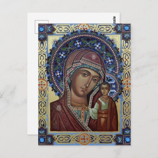 De Theotokos en het Kind Christus Icoon Briefkaart (Voorkant / Achterkant)