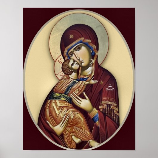 De Theotokos en het kindje Jezus Orthodoxe Icoonpr Poster (Voorkant)