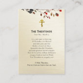 De Theotokos Orthodoxe Gebed Kaart Visitekaartje (Achterkant)