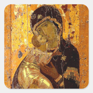 De Theotokos van Vladimir Orthodox Christelijk Ico Vierkante Sticker