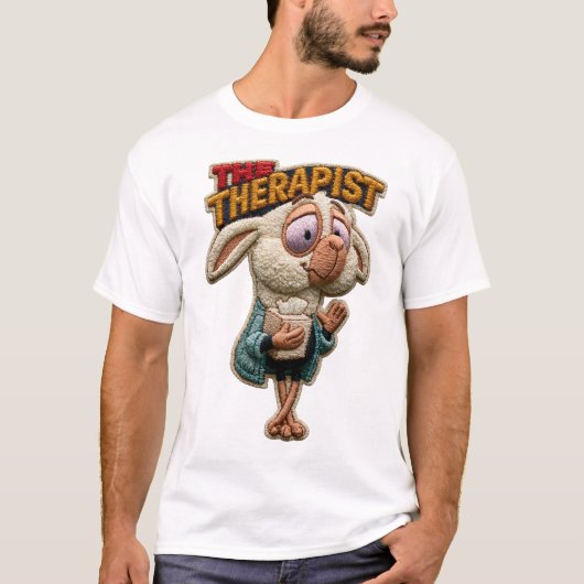De therapeut Funny Sheep Borduurpatch Cadeau T-shirt (Voorkant)