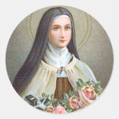 De Therese van Lisieux de Kleine Bloem (BJE 01) Ronde Sticker (Voorkant)