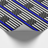 De Thin Blue Line Black en White US vlag Cadeaupapier (Hoek)