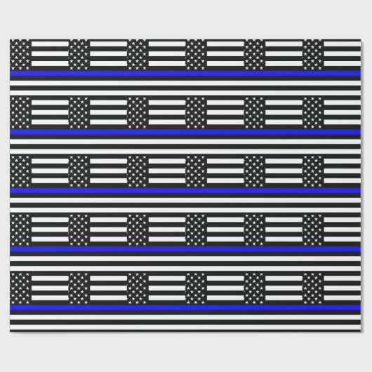 De Thin Blue Line Black en White US vlag Cadeaupapier (Vlak)