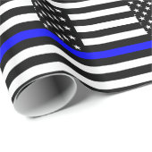 De Thin Blue Line Black en White US vlag Cadeaupapier (Rol Hoek)