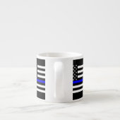 De Thin Blue Line Black en White US vlag Espresso Kop (Achterkant)