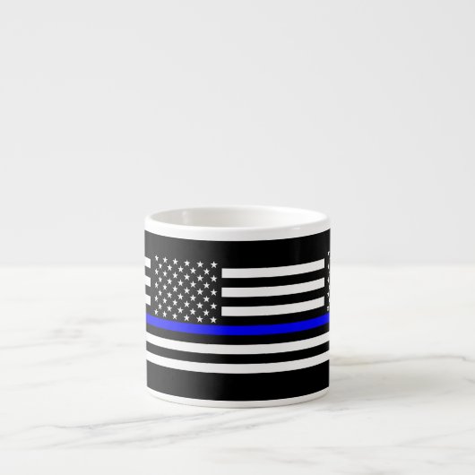 De Thin Blue Line Black en White US vlag Espresso Kop (Voorkant)