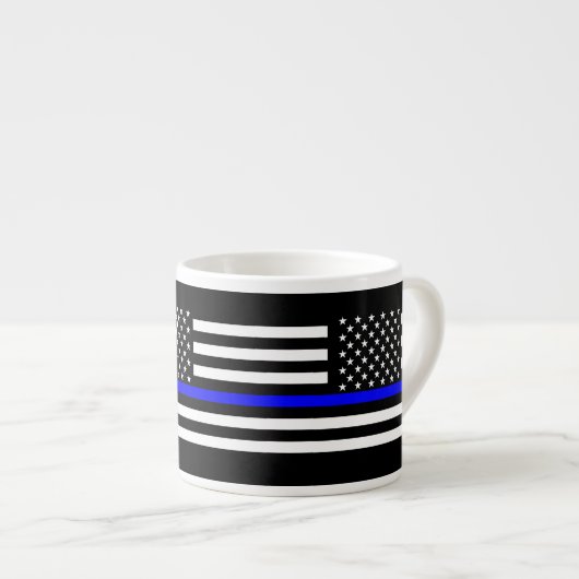 De Thin Blue Line Black en White US vlag Espresso Kop (Voorkant rechts)