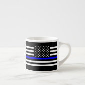 De Thin Blue Line Black en White US vlag Espresso Kop (Rechts)