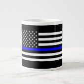 De Thin Blue Line Black en White US vlag Grote Koffiekop (Voorkant)