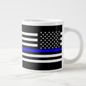De Thin Blue Line Black en White US vlag Grote Koffiekop (Rechts)
