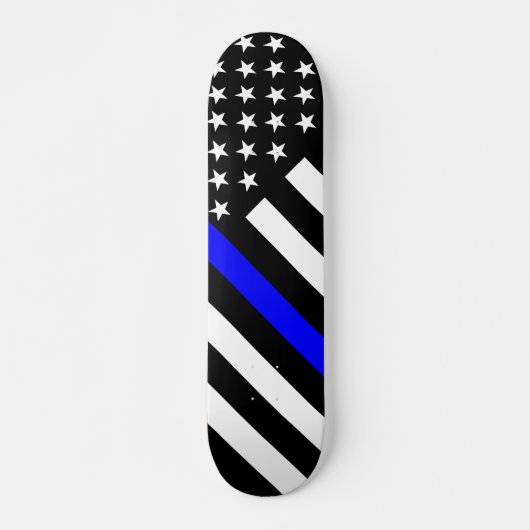 De Thin Blue Line Black en White US vlag Persoonlijk Skateboard (Voorkant)