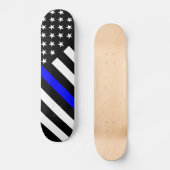 De Thin Blue Line Black en White US vlag Skateboard (Voorkant)