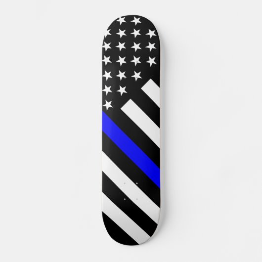 De Thin Blue Line Black en White US vlag Skateboard (Voorkant)
