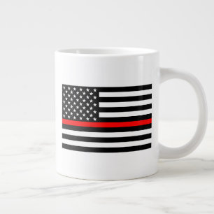 De Thin Red Line Black en White US vlag op een Grote Koffiekop