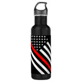 De Thin Red Line Black en White US vlag Waterfles (Voorkant)