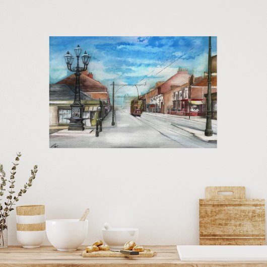 De Thornaby 5-lampen en de tram - POSTER (Keuken)