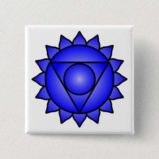 De Throat Chakra Vierkante Button 5,1 Cm (Voorkant)