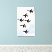De Thunderbird vormt een 6-schip Delta-formatie Canvas Afdruk (Insitu (Houten vloer))