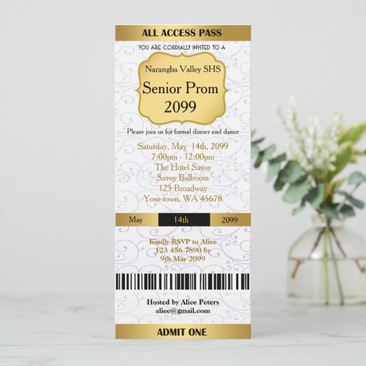 De Ticket Prom van de uitnodiging Trend, om het ev (Staand voorkant)