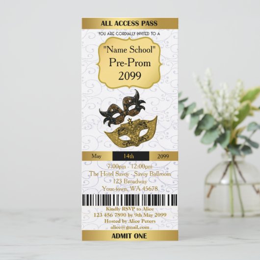 De Ticket Prom van de uitnodiging Trend, om het ev (Staand voorkant)